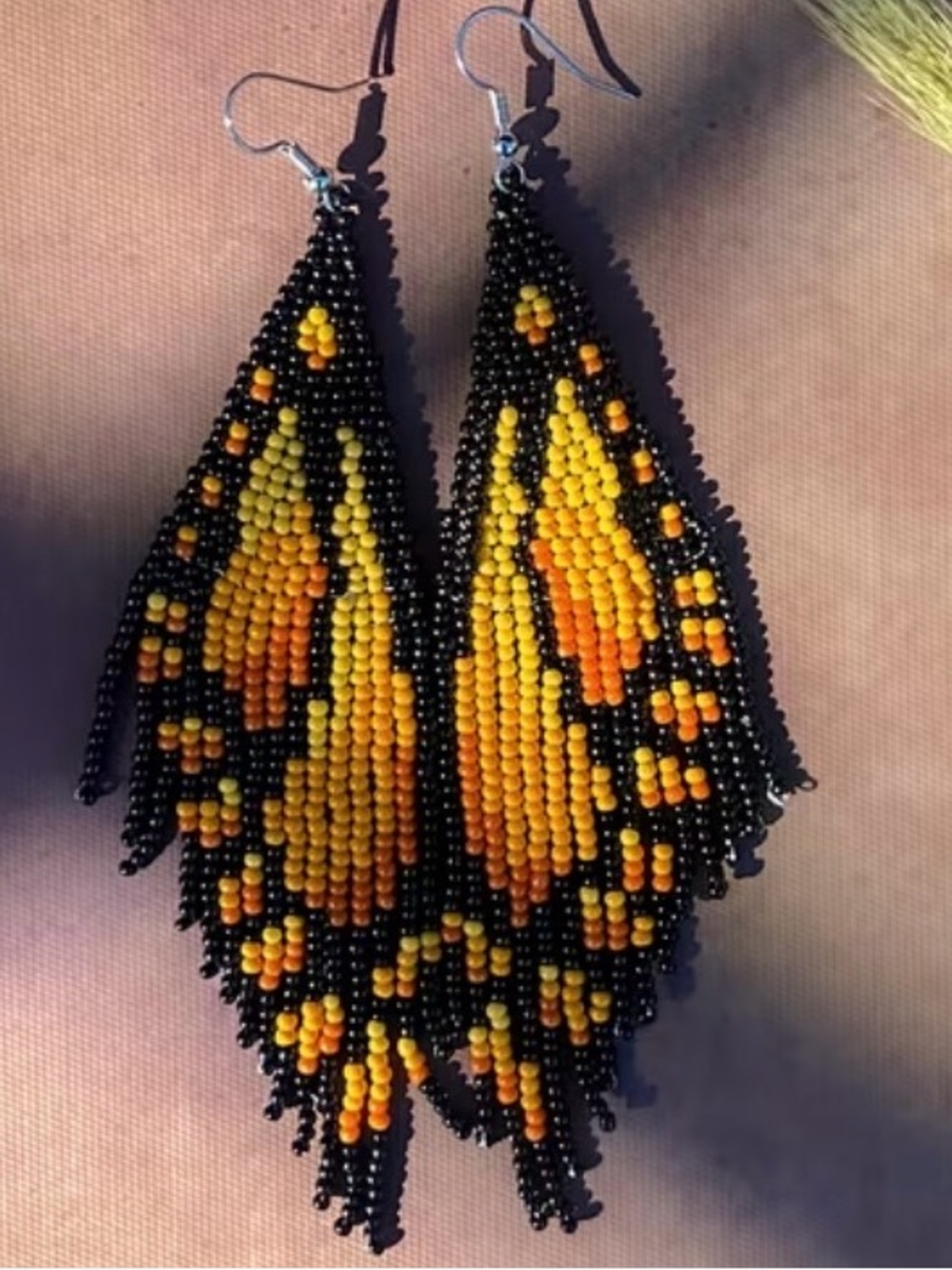 Bohemian Handmade Beaded Monarch Butterfly Earrings